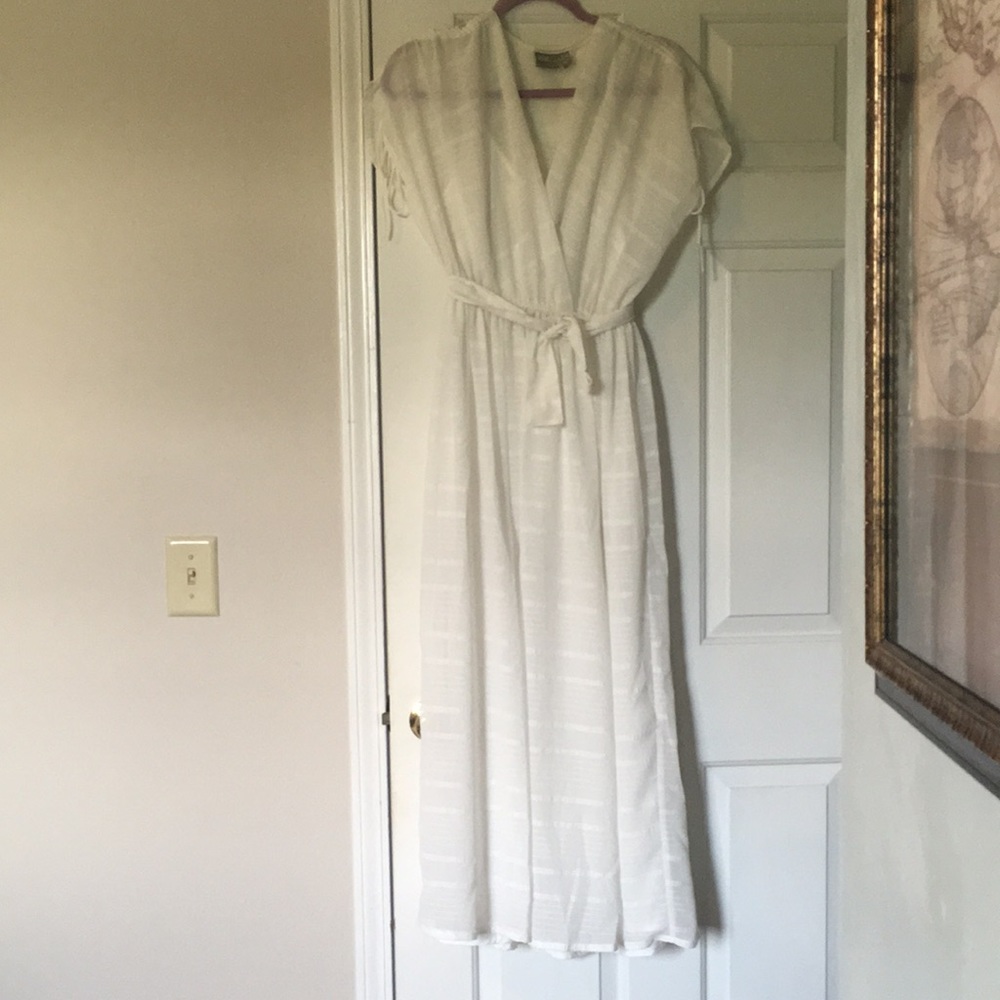 ASOS White Maxi Grecian Summer Dress with slip & belt, Size 2